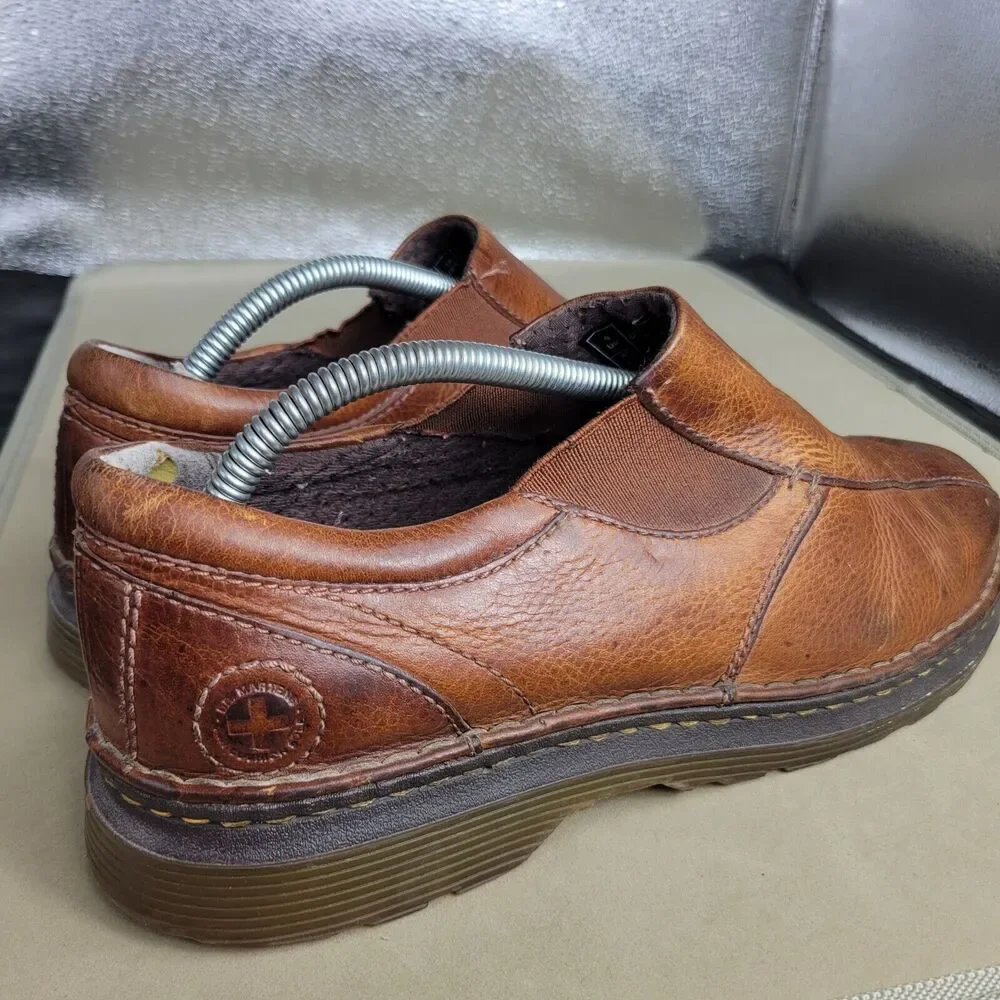 Dr Martens Shoes Mens Size 10 Brown Cognac Slip On Loafers Leather Boots Vintage